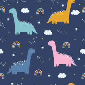 Sød Dinosaur Cartoon Baggrund