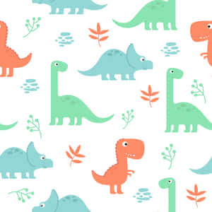 Sød dinosaur, der boltrer sig i en farverig forhistorisk verden