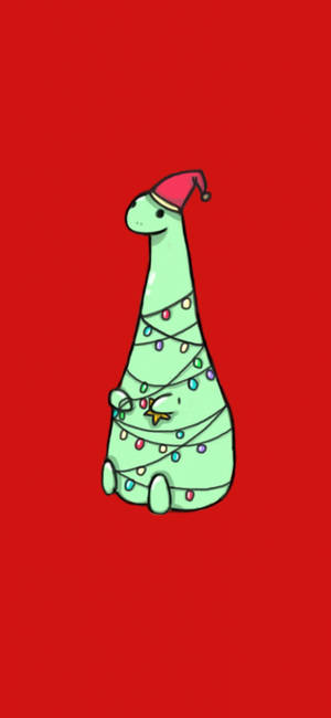 Sød dinosaur juletelefon baggrund — iPhone 16 Plus Wallpapers