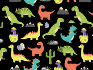 Sød grøn dinosaur udforsker den frodige skov