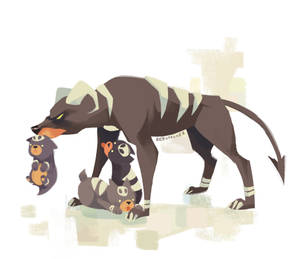 Sød Houndoom-familie — Spil GIF Wallpapers