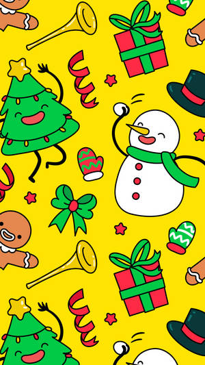 Baggrundsbillede af sød julesnemand med pynt — Sød jul Wallpapers