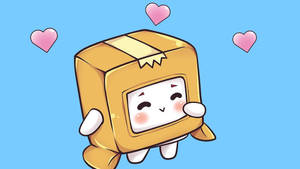 Sød LankyBox Boxy på blå baggrund — Sød tegneserie Wallpapers