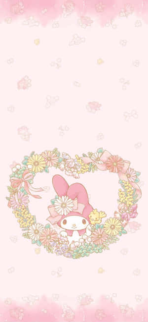 Sød My Melody i Blomsterhjerteramme — Realme P4 Lite Wallpapers