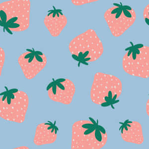 Sød pastelrosa jordbær på pastelblå baggrund — Pastel Wallpapers