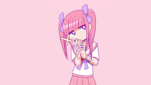 Sød Pink Kawaii Baggrund