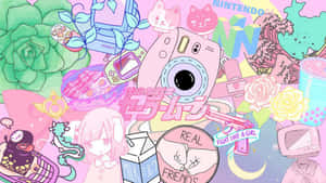 Sød Pink Kawaii Baggrund