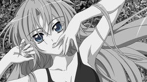 Sød sort-hvid æstetisk anime-pige med blå øjne — Anime pige Wallpapers