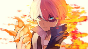 Sød Todoroki der bruger ild tegning wallpaper