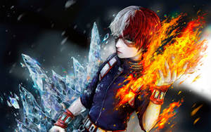 Sød Todoroki med to elementer wallpaper