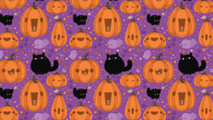 Søde æstetiske Halloween-katte og græskar — Sød æstetisk halloween Wallpapers