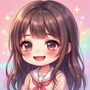 En kawaii anime-pige med små hugtænder, sød og pastelfarvet. — Tecno Phantom V Flip Wallpapers