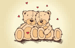 Søde bamser til Valentinsdag digitalt kunstværk — Sød valentinsdag Wallpapers