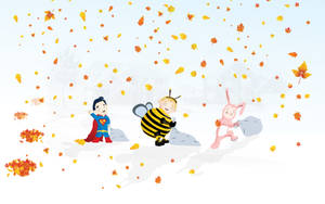 Søde børn til Halloween i efteråret tapet — Sødt efterår Wallpapers
