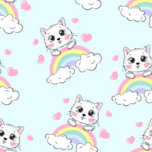 Søde killinger oven på regnbuen — Pastel regnbue Wallpapers