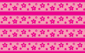 Søde lyserøde blomsterstriber tapet — Neon pink æstetik Wallpapers