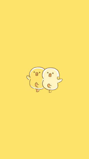 Søde pastelgule dansende kyllinger — Gul æstetik Wallpapers