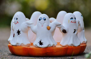 Sødt Halloween hvidt spøgelsesornament tapet. — Sød Halloween Wallpapers