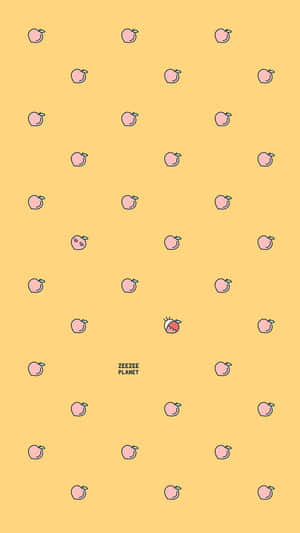 Sødt pastelgult ferskenfrugtmønster — Gul æstetik Wallpapers