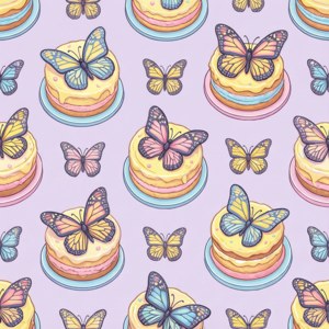 Et sømløst mønster af sommerfuglekager i pastelfarver til tapet. — Pixel Watch 5 Wallpapers