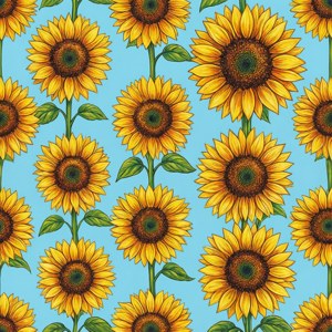 Glad gentagende mønster af solsikker på blå. — Pixel Watch 4 Wallpapers