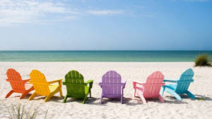 Sommeræstetiske farverige strandstole wallpaper — Sommer æstetik Wallpapers