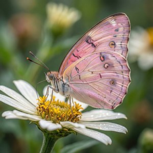 Pastelrosa sommerfugl på hvid blomst — Galaxy Watch Wallpapers