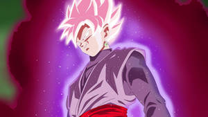 Sort Goku med lyserød glitrende aura