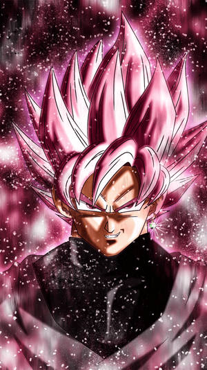 Sort Goku med lyserød glittermønster