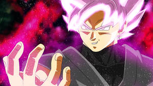 Sort Goku med skinnende lyserødt hår