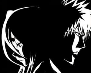 Sort/hvid anime scene