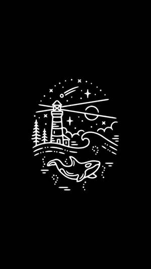 Sort og hvid æstetisk fyrtårn doodle — Æstetisk sort og hvid Wallpapers