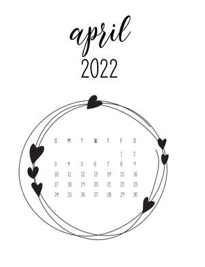 Sort og hvid april 2022 kalender — Minimalistisk æstetik Wallpapers
