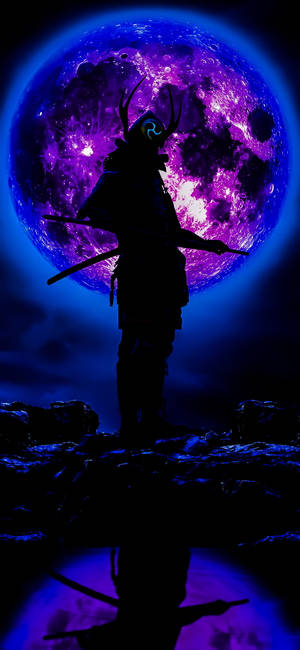 Sort Og Lilla Æstetisk Samurai Telefon — Galaxy S25 Ultra Wallpapers