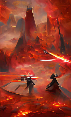 Spektakulær udsigt over det vulkanske Mustafar-landskab — Lenovo Tab One Wallpapers