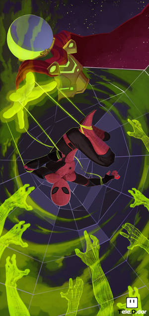 Spider Man Far From Home Mysterio Fanart tapet. — iPhone 16 Pro Max Wallpapers