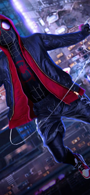 Realistisk Spider Man I Spider Man Into The Spider Verse tapet — iPhone 16e Wallpapers