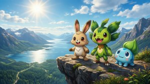 De tre Galar-startere overskuer regionen i et solrigt landskab