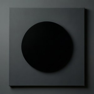 Minimalistisk sort cirkel på mørkegrå baggrund, zen-simplicitet. — Sort æstetisk GIF Wallpapers