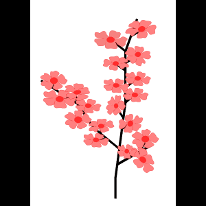 Stiliseret illustration af lyserøde blomster