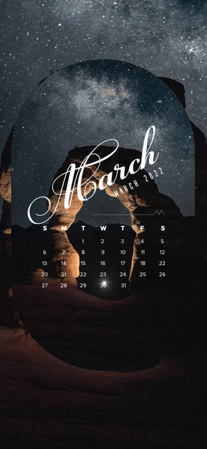 Baggrund med stjernemarts 2022 kalender — iPhone 16 Wallpapers