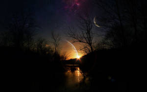 Planetfyldt himmel om natten baggrund