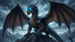 Sejt anime-baggrundsbillede af en drage på et bjerg. — Sejt anime GIF Wallpapers
