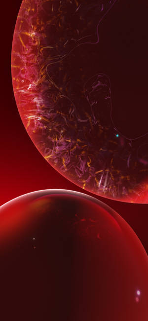 iPhone XR wallpaper med to mørkerøde abstrakte bobler — iPhone Xr Wallpapers