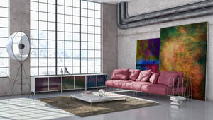 Baggrundsbillede med stue i betonfinish — Pro Display XDR Wallpapers