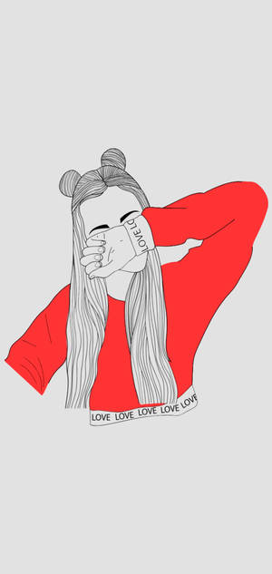 Stylish girl sad drawing wallpaper — iPhone 17 Pro Wallpapers