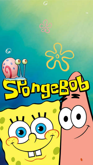 Svampebob og Patrick med logo — Undervands Wallpapers