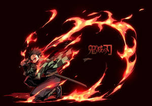 Tanjiro fra Demon Slayer i kampform — Dæmondræber nezuko Wallpapers