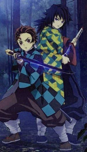 Tanjiro og Giyu Demon Slayer iPhone-baggrund — Djævleslæber iPhone Wallpapers