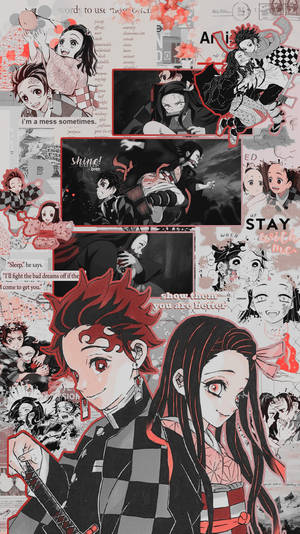 Tanjiro og Nezuko æstetisk collage — Anime børn Wallpapers